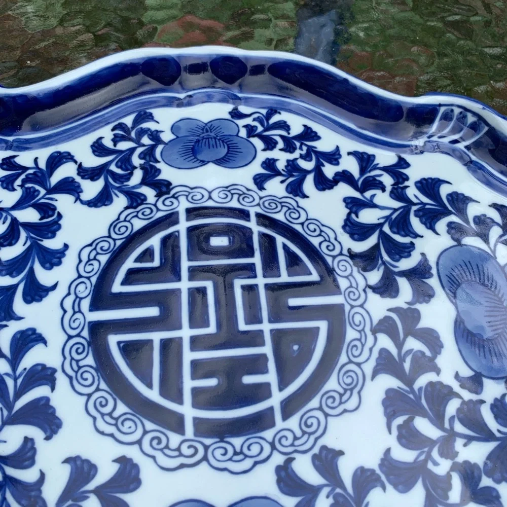 Vintage Bombay Blue and White Floral Ceramic Tray